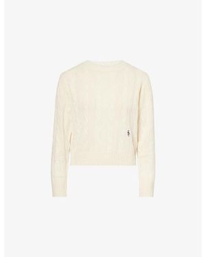 Sporty & Rich Farm Cable-Knit Cashmere-And-Wool Jumper - White