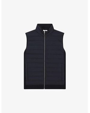 Reiss William Padded Pu And Knitted Gilet - Blue