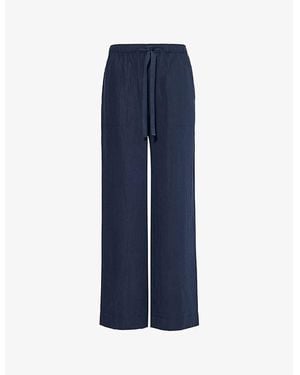 Vince Utility Two-Welt-Pockets Wide-Leg High-Rise Woven-Blend Pants - Blue