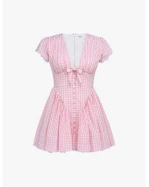 House Of Cb Emiliana Checked Stretch-Cotton Mini Dress - Pink