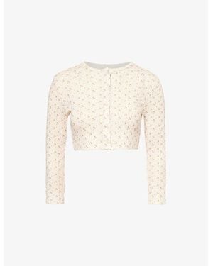 Cou Cou Intimates Round-Neck Floral-Print Cotton Cardigan - White