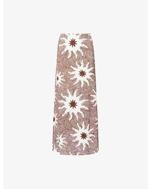 Never Fully Dressed Soleil Dorris Printed Stretch-Jersey Midi Skirt - Pink