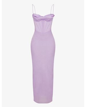 House Of Cb Charmaine Corset Satin Maxi Dress - Purple