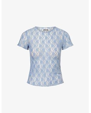 Amy Lynn Puffball Gathered Cotton Mini Skirt - Blue