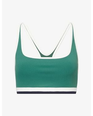 Splits59 Bianca Rigor Contrast-Trim Sports Bra - Green