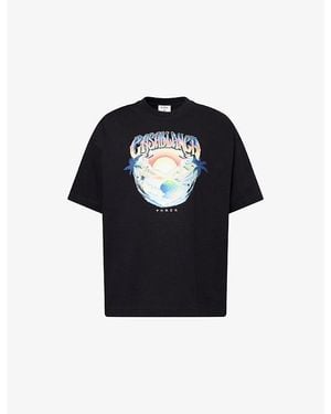 CASABLANCA Oversized Casa Sunset Cotton T-Shirt - Black