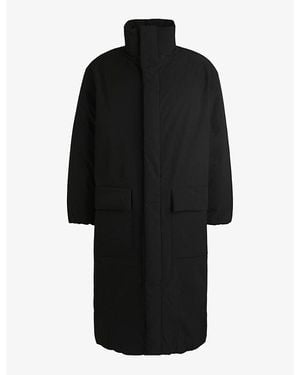 HUGO Logo-Patch Hooded Woven Puffer Jacket - Black