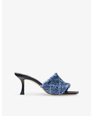 Jimmy Choo Alexia 80 Crosshatch- Heeled Mules - Blue