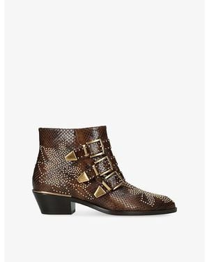 Chloé Susan Python-Effect Leather Boots - Brown