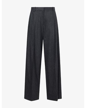 KHAITE August Pleated Wool Trousers - Blue