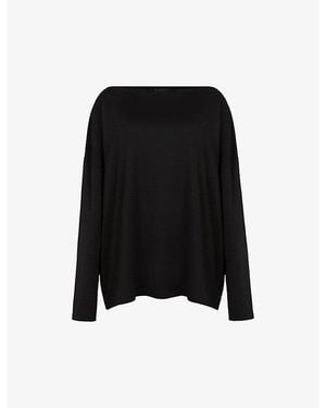 AllSaints Rita Oversized-Fit Cotton-Blend Top - Black