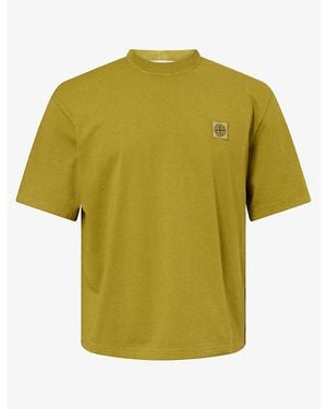 Stone Island Dyed-Patch Logo Cotton T-Shirt - Green