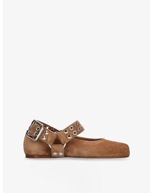 Alaïa Biker Suede Ballet Flats - Brown