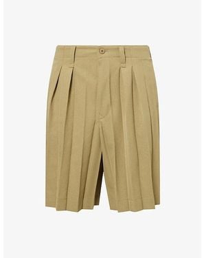 Homme Plissé Issey Miyake Edge Pleated Woven Shorts - Natural