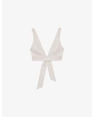 Reiss Simone Tie-Back Cropped Cotton Top - White
