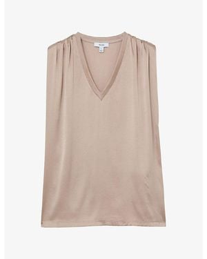 Reiss Renita V-Neck Silk-Blend Top - Natural