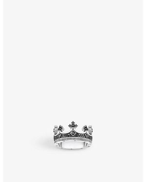 Thomas Sabo Crown Blackened Sterling- And Zirconia Ring - White