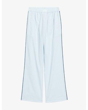 Zadig & Voltaire Poma Logo-Embroidered Stretch-Cotton Trousers - Blue