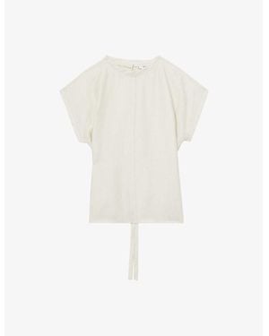 Reiss Soleya Cap-Sleeved Woven Top - White