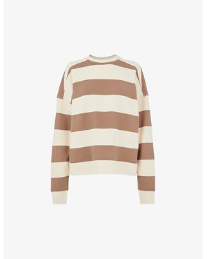 Whistles Stripe-Pattern Relaxed-Fit Cotton Sweatshirt - Natural