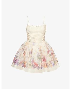 Zimmermann Alchemy Corseted Silk And Linen-Blend Mini Dress - Natural