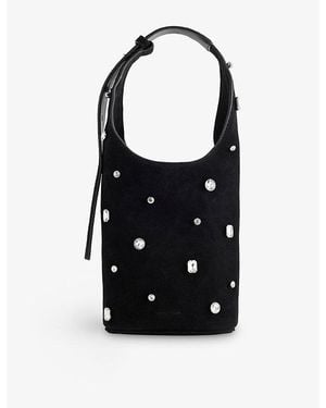 Veronica Beard Crystal-Embellishment Leather Small Loop Bag - Black