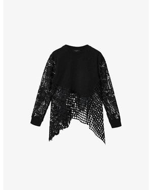 AllSaints Malorie Panelled Cotton And Lace Top - Black