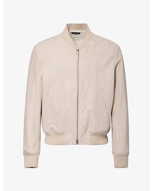Tom Ford Croc-Effect Leather Bomber Jacket - Natural