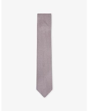 Reiss Bernardo Geometric-Pattern Silk Tie - Purple