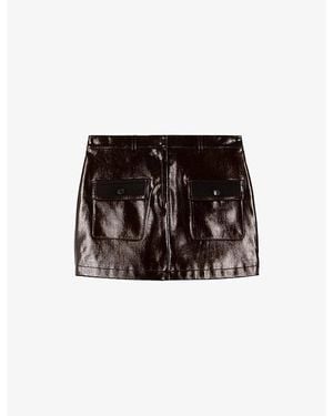The Kooples High-Rise Vinyl-Effect Woven Mini Skirt - Black