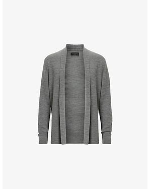 AllSaints Mode Ramskull-Embroidered Merino-Wool Cardigan - Grey