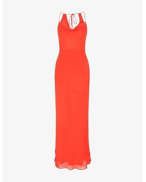 OMNES Koko Cowl-Back Satin Maxi Dress - Red