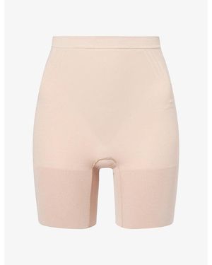 Spanx Sculpt Gofigure Mid-Thigh Stretch-Woven Shorts - Natural
