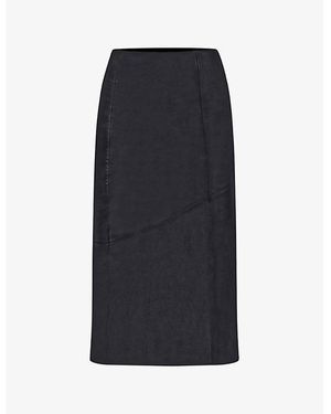 Ro&zo Regular-Fit High-Rise Leather Midi Skirt - Black
