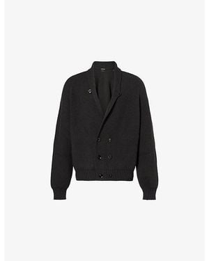 Tom Ford V-Neck Cashmere And Wool Blend Shawl Cardigan - Black