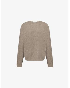 Fear Of God Long-Sleeve Logo-Embroidered Waffle-Knit Sweater - Brown