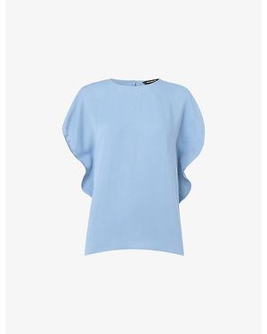Whistles Short-Sleeved Round-Neck Woven Top - Blue