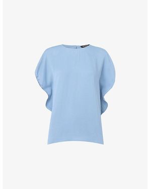 Whistles Short-Sleeved Round-Neck Woven Top - Blue