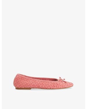 Dune Heat Woven Leather Ballet Flats - Pink