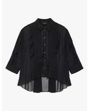 AllSaints Minna Pointed-Collar Woven Shirt - Black