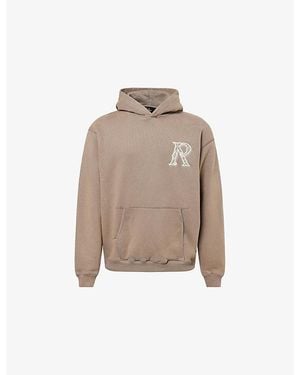 Represent Western Embroidered-Logo Cotton Hoodie - Natural
