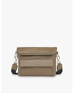 Whistles Vida Logo-Embossed Leather Cross-Body Bag - Grey