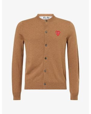 COMME DES GARÇONS PLAY Double Heart Wool Knit Cardigan - Brown