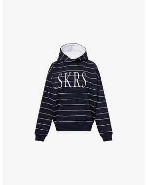 Sisters & Seekers Fleet Striped Cotton-Blend Hoodie - Blue