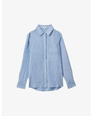 Reiss Belle Relaxed-Fit Long-Sleeve Linen Shirt - Blue