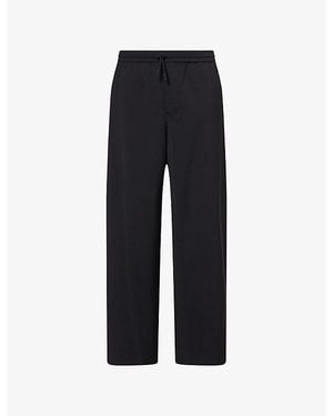 Loewe Anagram-Embroidered Relaxed-Fit Wool Trousers - Black