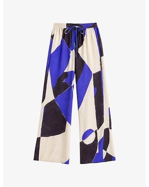 Ro&zo Abstract-Print Wide-Leg Woven Trousers - Blue