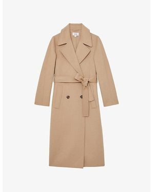 Reiss Rene Double-Breasted Wool-Blend Coat - Natural