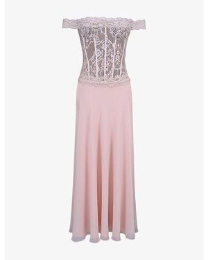 House Of Cb Nerina Lace-Trim Georgette Maxi Dress - Pink