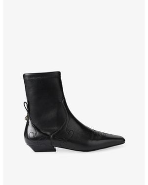 Kurt Geiger Arizona Flat Leather Boots - Black